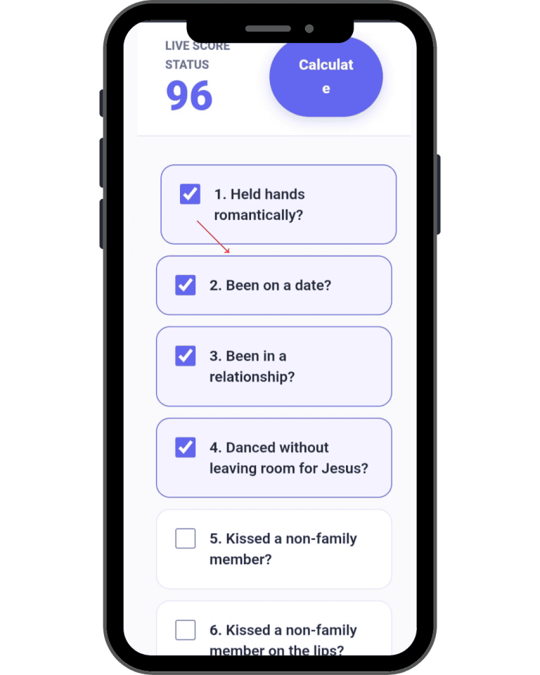 here how to use rice purity test showing selected questions and live score